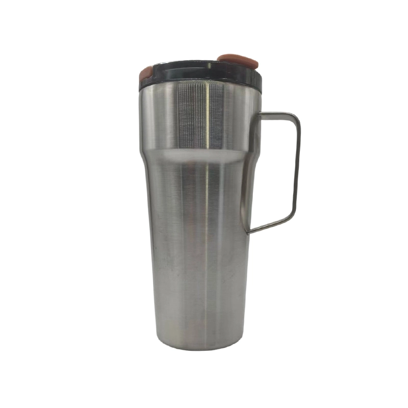 Double Wall Vacuum Insulated Travel Mug ມີມືຈັບ